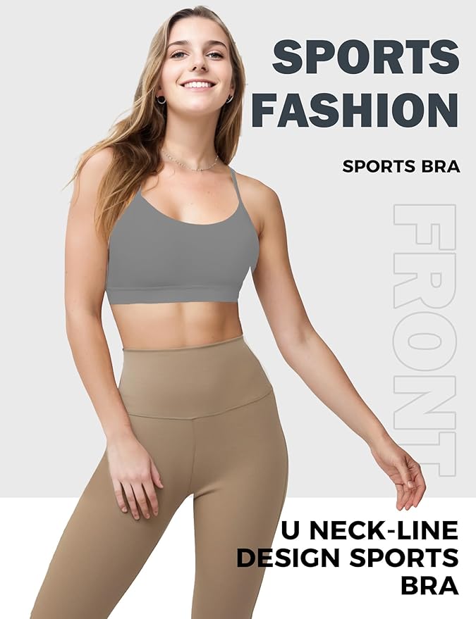 Buauty Sports Bra for Women, Y Back Light Support Workout Bra with Removable Pads for Yoga Pilates Gym