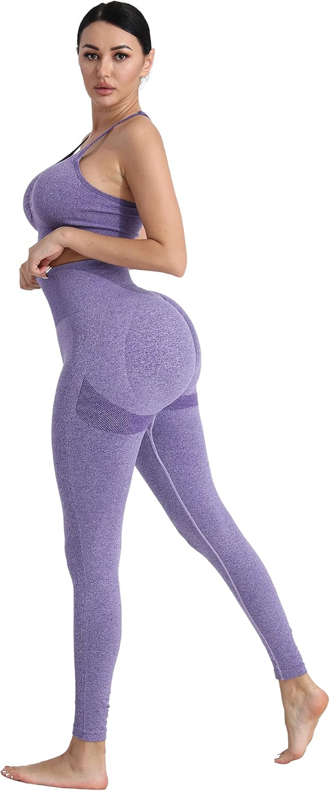 CHRLEISURE Workout Leggings Sets for Women, Gym Scrunch Butt Butt Lifting Seamless Leggings 3 Piece