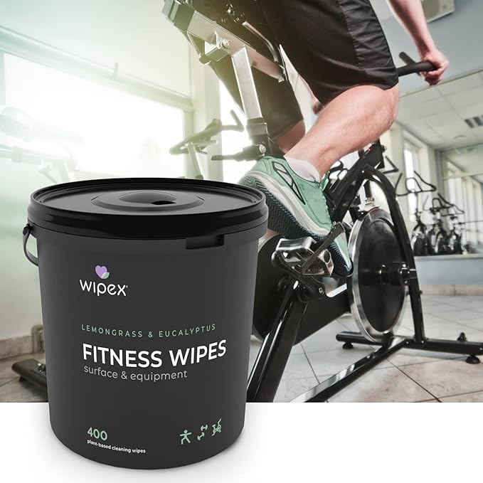 Wipex Gym Wipes for Equipment Bundle - Get 2 Buckets (1) Lavender & (1) Lemongrass Plant-Based Fitness Equipment Wipes, Clean Surfaces & Mats, Safe Gym Cleaner & Peloton Wipes, 400 Ct (Pack of 2)