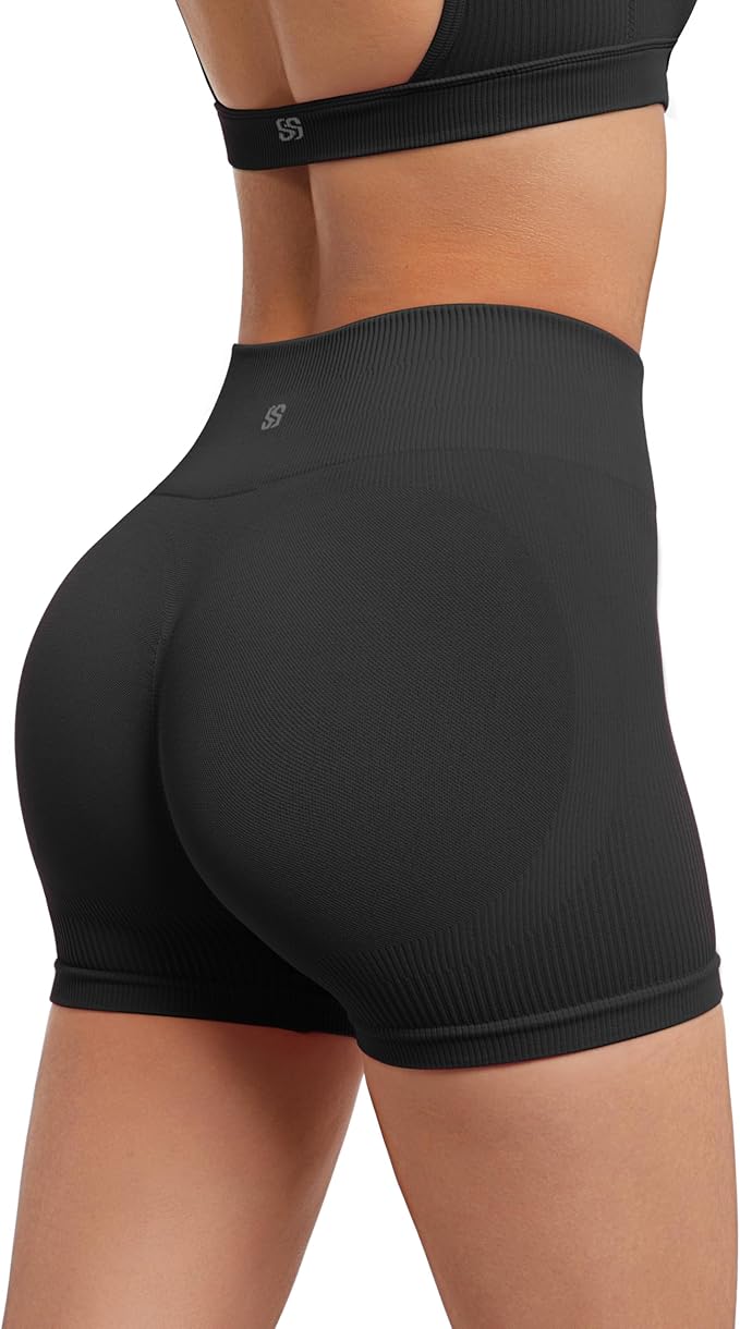 SUUKSESS Womens Workout Sets Open Back Gym Sets Woman Yoga Pilates Crop Tank High Waisted Bike Shorts