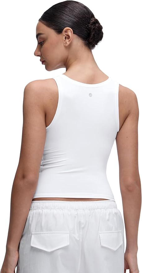 CRZ YOGA Softembrace Scoop Neck Tank Tops for Women - Casual Going Out Soft Double Lined Crop Basic Sleeveless Shirts