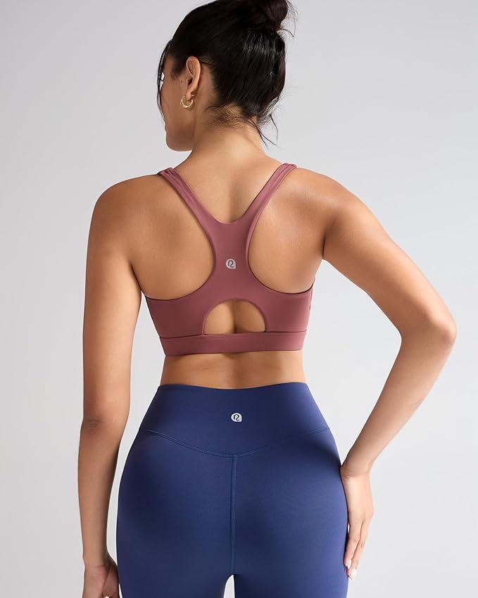 RUNNING GIRL Sports Bras for Women High Support,Racerback High Impact Grey Sports Bra Moulded Cup Workout Bra Push up