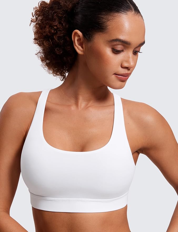 CRZ YOGA Naked Feeling Strappy Padded Sports Bras for Women - Fitness Workout Top Criss Cross Back Yoga Cami