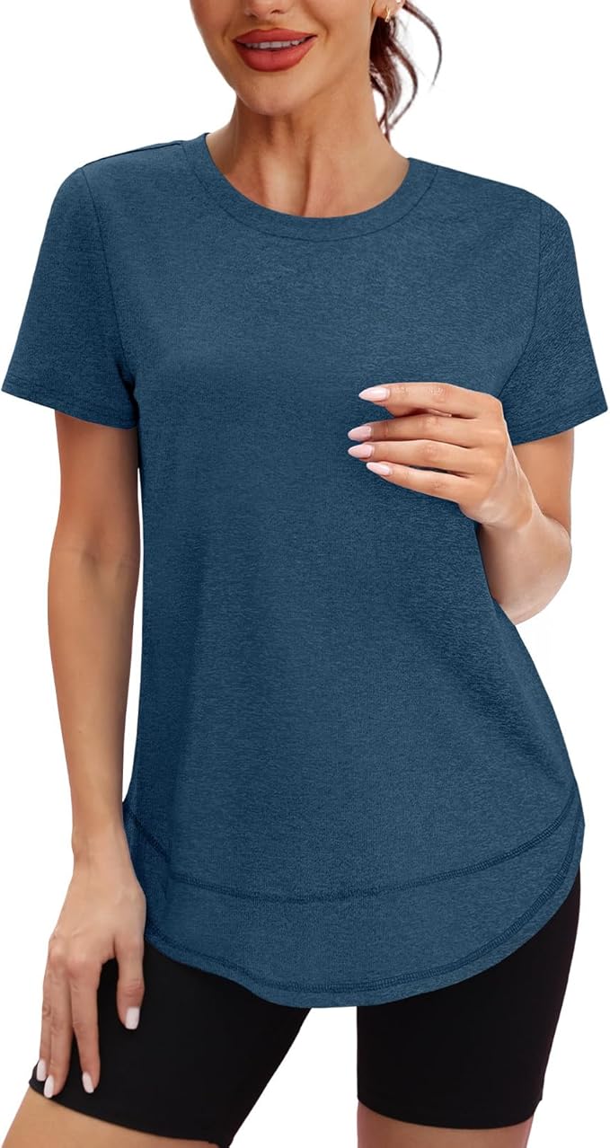 XIEERDUO Womens Workout Tops Short Sleeve Shirts Quick Dry Outfits for Hiking Running S-3XL