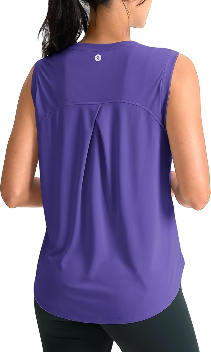 SANTINY Women's Sleeveless Workout Tops Breathable Lightweight Active Tennis Yoga Shirts Athletic Running Tank Tops for Women