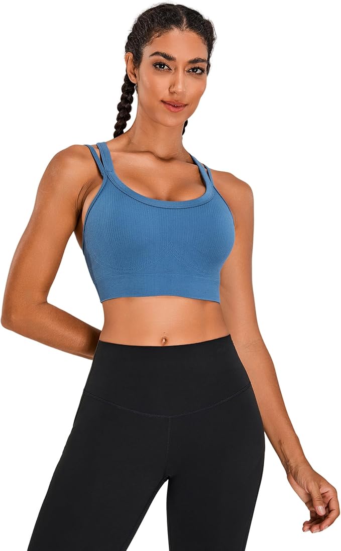 Sports Bras for Women HIigh Support, Criss-Cross Back Padded Strappy High Impact Sports Bras for Women Large Bust