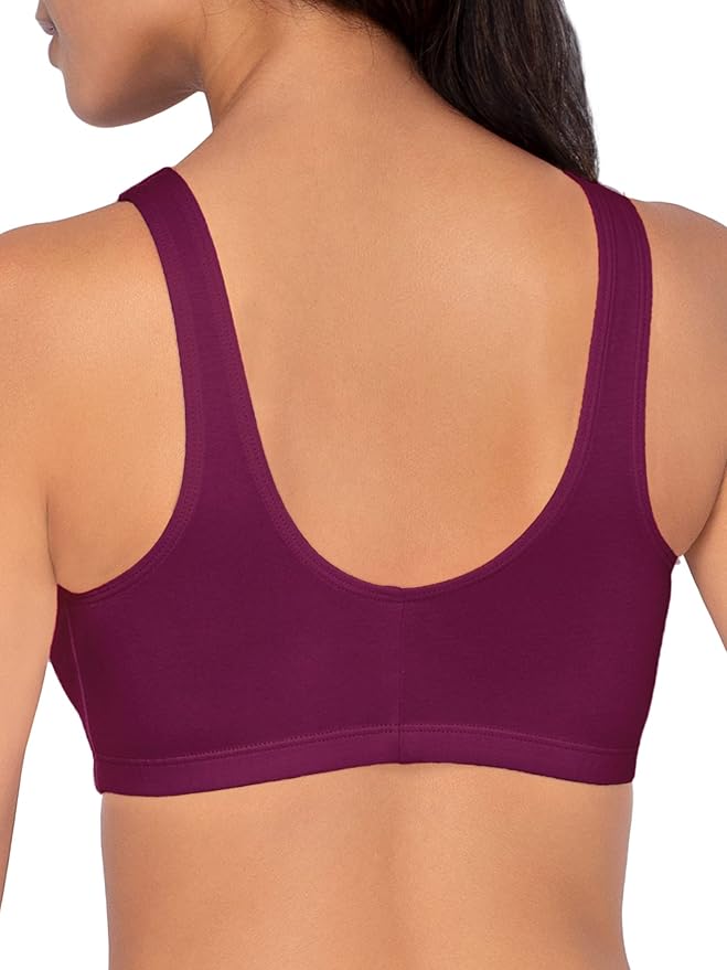 Fruit of the Loom Women's 96014PK Comfort Cotton Blend Front Close Sports Bra 2 Pack
