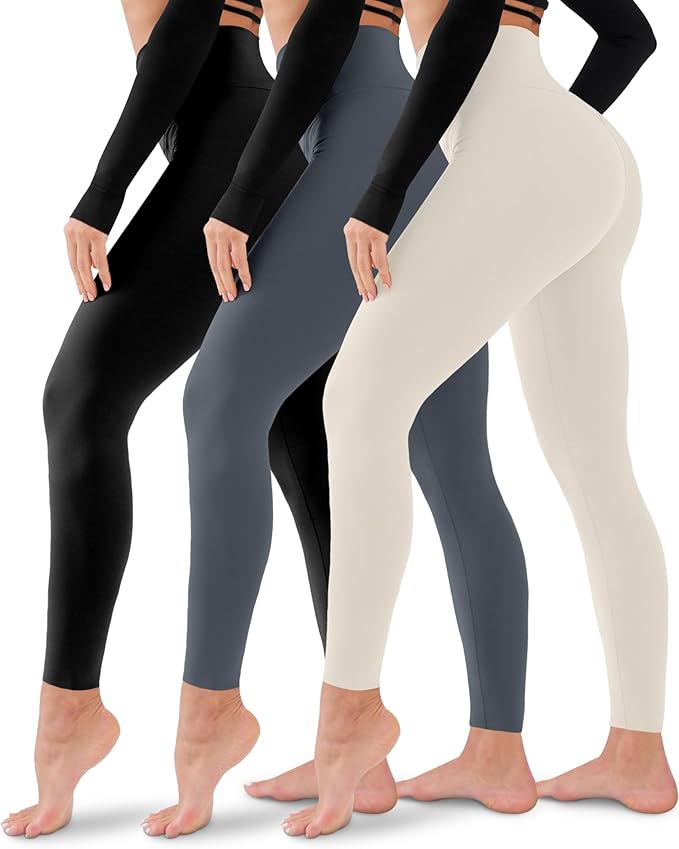 3 Pack Leggings for Women-No See-Through High Waisted Tummy Control Yoga Pants Workout Running Legging