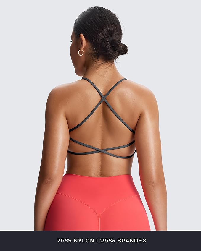 Aoxjox Women's Workout Sports Bras Fitness Trinity Ivy Low Impact Bra Yoga Crop Tank