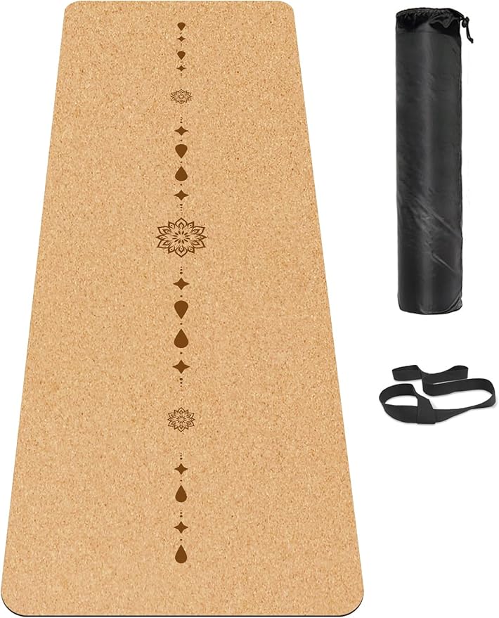Cork Yoga Mat, with Cork Material as The Front and TPE as The Bottom of The Non-Slip Fitness Mat, Suitable for All Types of Yoga and Fitness Activities.