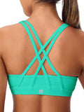 Women's Strappy Sports Bras Light Compression Crop Criss Cross Back Padded Workout Yoga Bra Supportive U Neckline