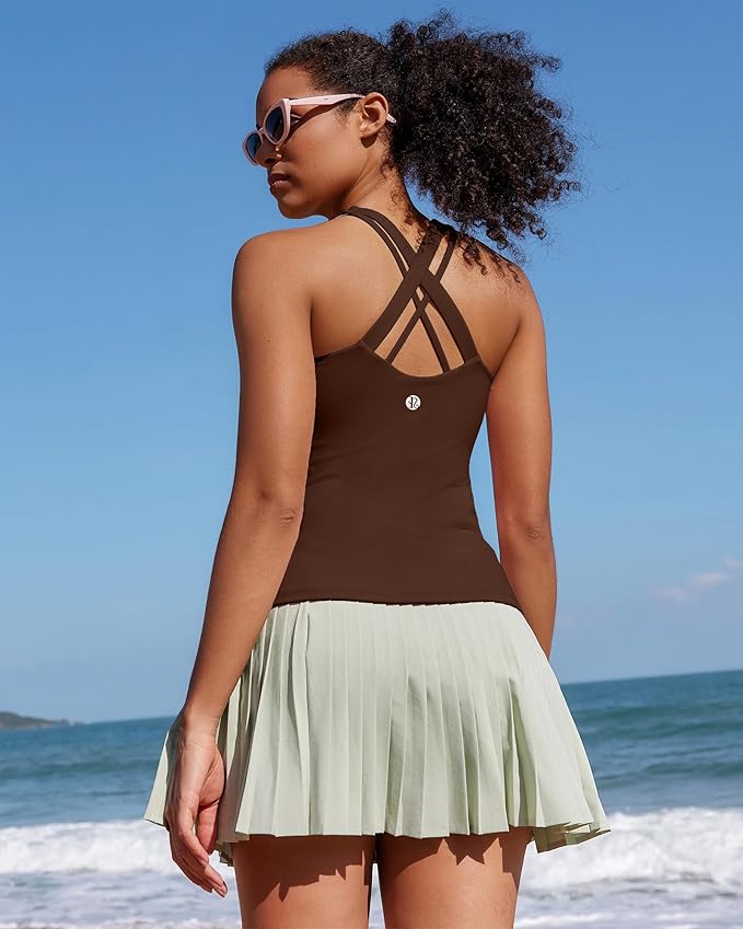 RUNNING GIRL Tank top with Built in Bra for Women,Compression Shirts Crisscross Back Workout Yoga Tops