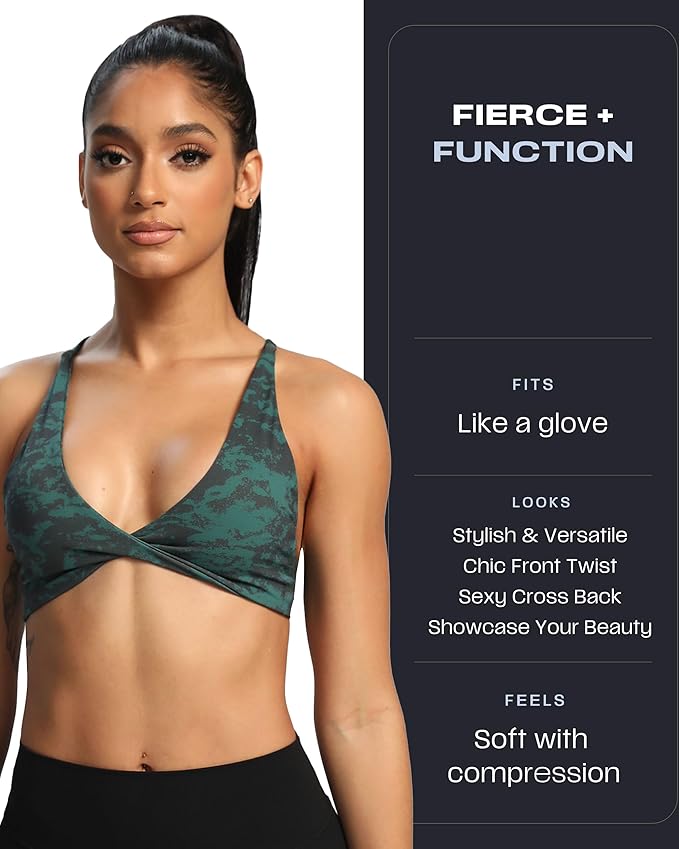 Aoxjox Women's Workout Sports Bras Fitness Metamorph Sienna Twist Bra Yoga Crop Tank