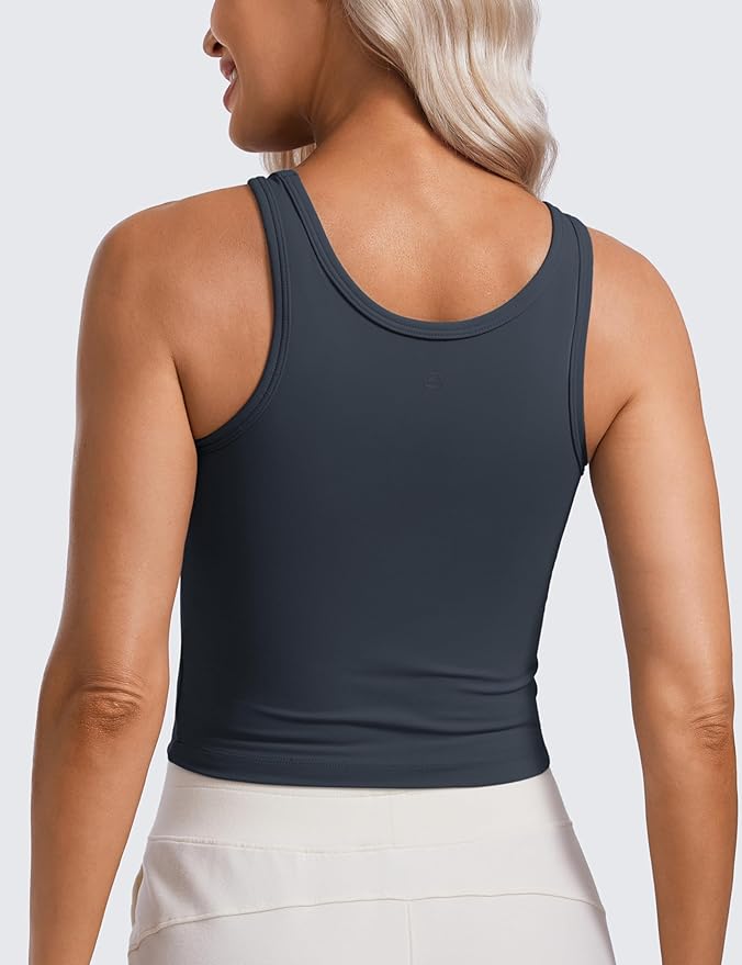 CRZ YOGA Butterluxe Double Lined Tank Tops for Women - Workout Casual Scoop Neck Racerback Crop Sleeveless Shirt