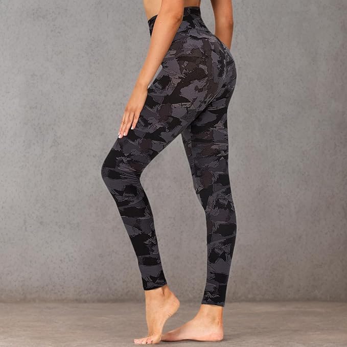 GAYHAY High Waisted Leggings for Women - Soft Opaque Slim Tummy Control Printed Pants for Running Cycling Yoga