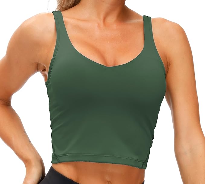 THE GYM PEOPLE Womens' Sports Bra Longline Wirefree Padded with Medium Support