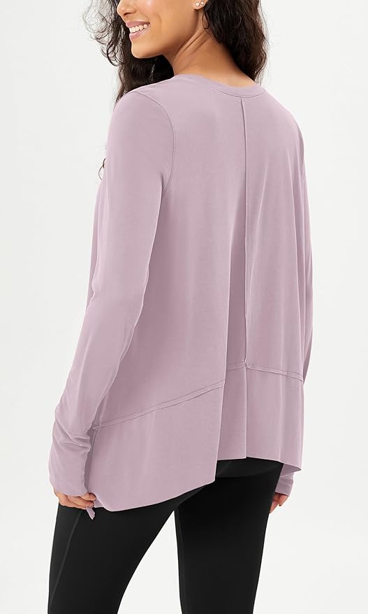 ODODOS Women's Modal Soft Long Sleeve Tee with Thumb Hole Athletic Gym Workout Tops Yoga Shirts