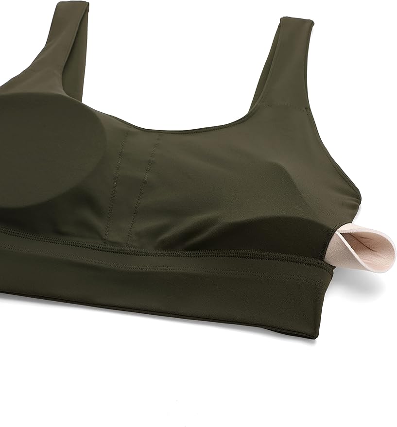 CRZ YOGA Butterluxe U Back Longline Sports Bras for Women - Scoop Neck Padded Yoga Workout Crop Top with Built in Pads