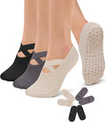 Diu Life 3 Pack Pilates Socks Yoga Socks with Grips for Women Non Slip, Workout, Pure Barre, Ballet, Dance, Hospital Socks