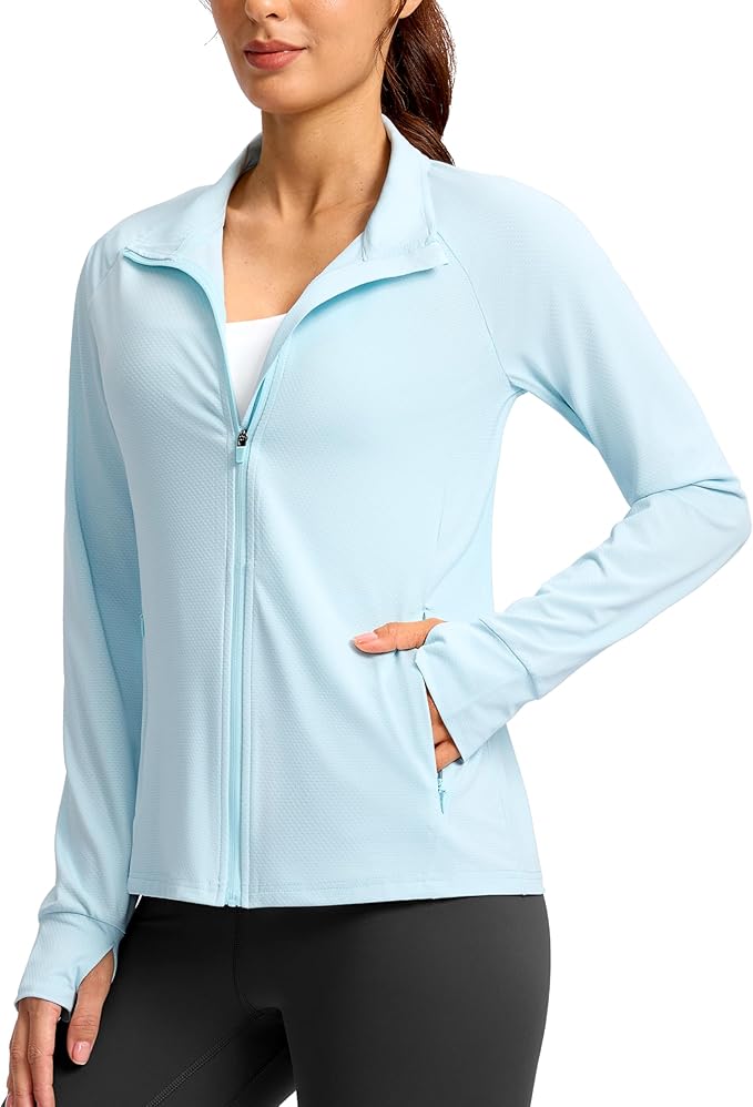 G Gradual Women's Lightweight Athletic Jacket Sun Protection UPF 50+ Zip Up 4 Pockets Long Sleeve Shirts Workout Running