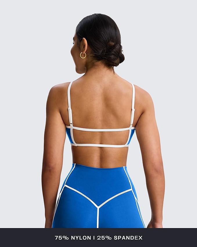 Aoxjox Women's Color Block Workout Sports Bras Fitness Lexi Lined Strappy Bra Athletic Yoga Crop Tank