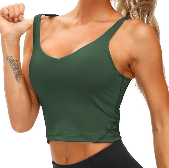 THE GYM PEOPLE Womens' Sports Bra Longline Wirefree Padded with Medium Support