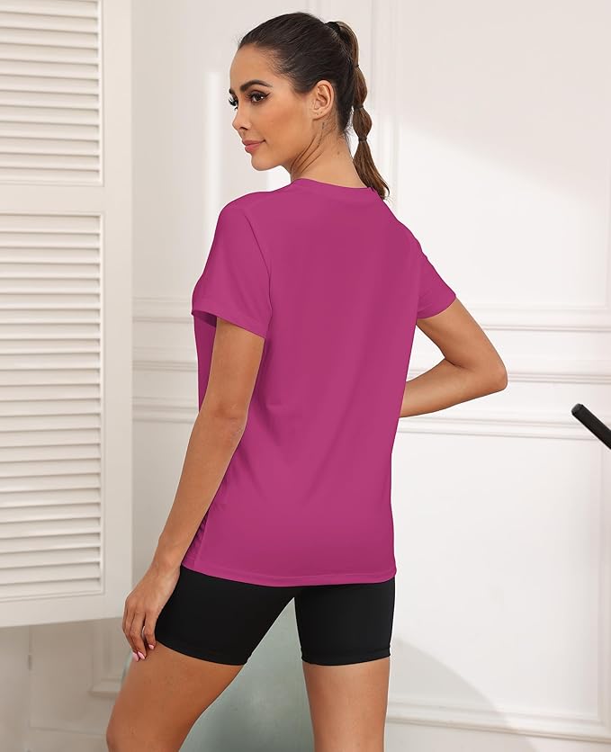 KevaMolly Workout Tops for Women UPF50+ Breathable Loose Fit Yoga T Shirts Short Sleeve Running Gym Athletic Tee Top
