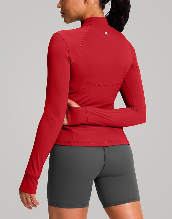 G Gradual Women's Workout Jackets Extended Waist Length Slim Full Zip 4 Pockets Athletic Jacket Spring Running Yoga Clothes