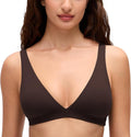 CRZ YOGA Butterluxe Soft Double Lined Deep V Neck Sports Bras for Women - Open Back Yoga Crop Top Casual Non Padded