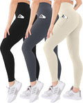 Blisset 3 Pack High Waisted Leggings for Women with Pockets Soft Active Tummy Control Pants for Yoga Running & Daily Wear