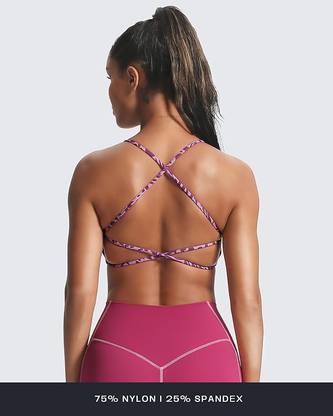 Aoxjox Women's Workout Sports Bras Fitness Trinity Ivy Low Impact Bra Yoga Crop Tank
