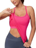 MathCat Workout Tank Tops for Women with Built in Bra, Sleeveless Gym Tops Seamless Racerback Athletic Yoga Shirts