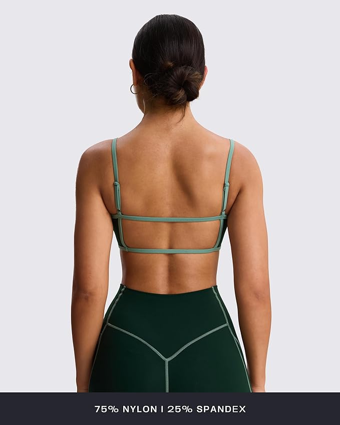 Aoxjox Women's Color Block Workout Sports Bras Fitness Lexi Lined Strappy Bra Athletic Yoga Crop Tank