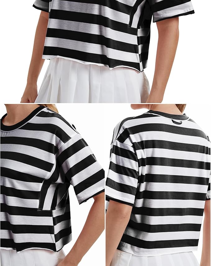 Women's Oversize Workout Crop Tops Casual Short Sleeve Drop Shoulder Boxy T-Shirts Roll Hem Basic Loose Yoga Running Tees