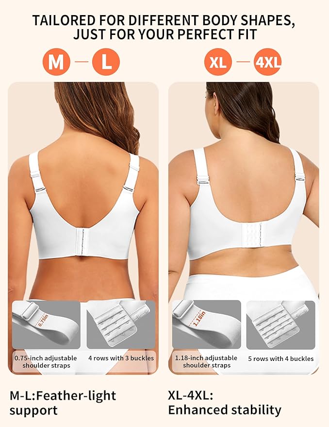 PoseFree Womens Seamless Wireless Supportive Bra Push Up Comfort Soft No Underwire Full Coverage T-Shirt Bra