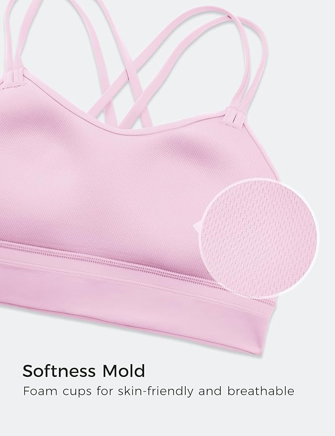 CRZ YOGA Softness Mold Butterluxe Strappy Longline Sports Bras for Women - Double Spaghetti Strap Workout Yoga Crop Top