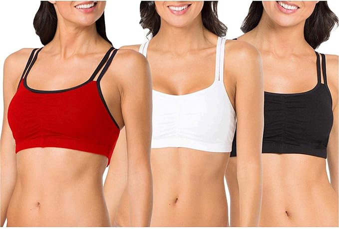 Fruit of the Loom Women's Spaghetti Strap Cotton Sports Bra - All-Day Comfort & Easy Movement