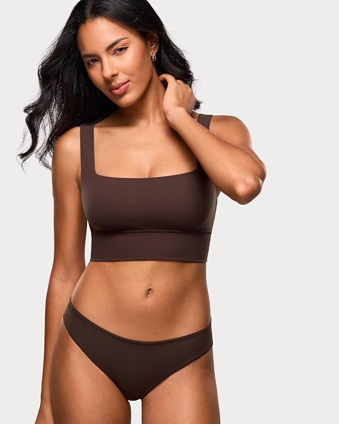 INLYRIC Women's Inbarely Outwear Longline Square Neck Bralette Supportive Unlined No Underwire Yoga Sports Bra