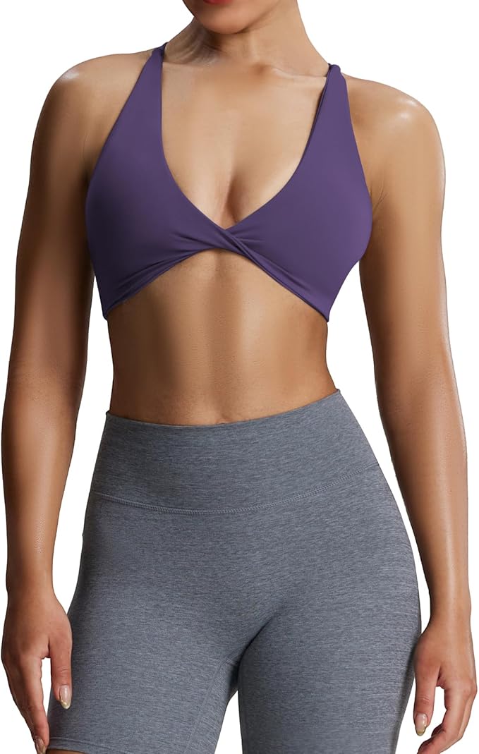 Aoxjox Women's Workout Sports Bras Fitness Metamorph Sienna Twist Bra Yoga Crop Tank
