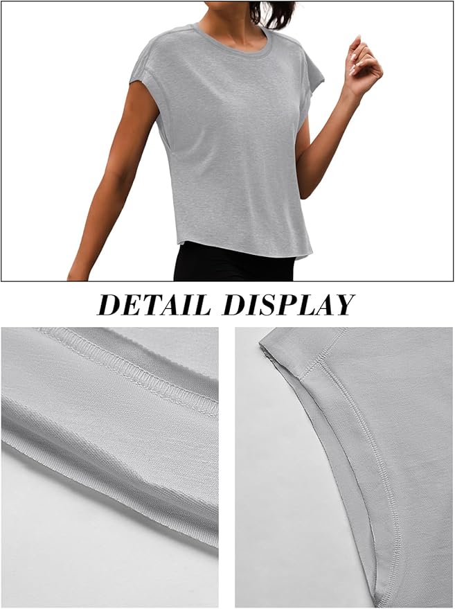 Women Open Back Workout Shirts Short Sleeve Tops Casual Yoga Y2k Athletic Gym Running Crop Tees