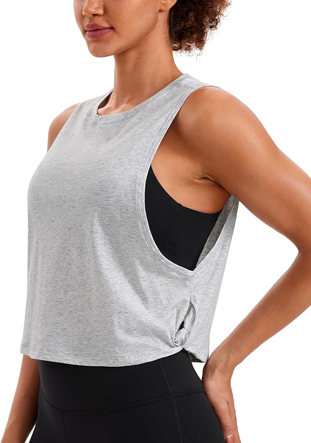 CRZ YOGA Pima Cotton Large Armhole Tank Tops for Women - Workout Sport Athletic Yoga Running Gym Loose Crop Sleeveless Shirts