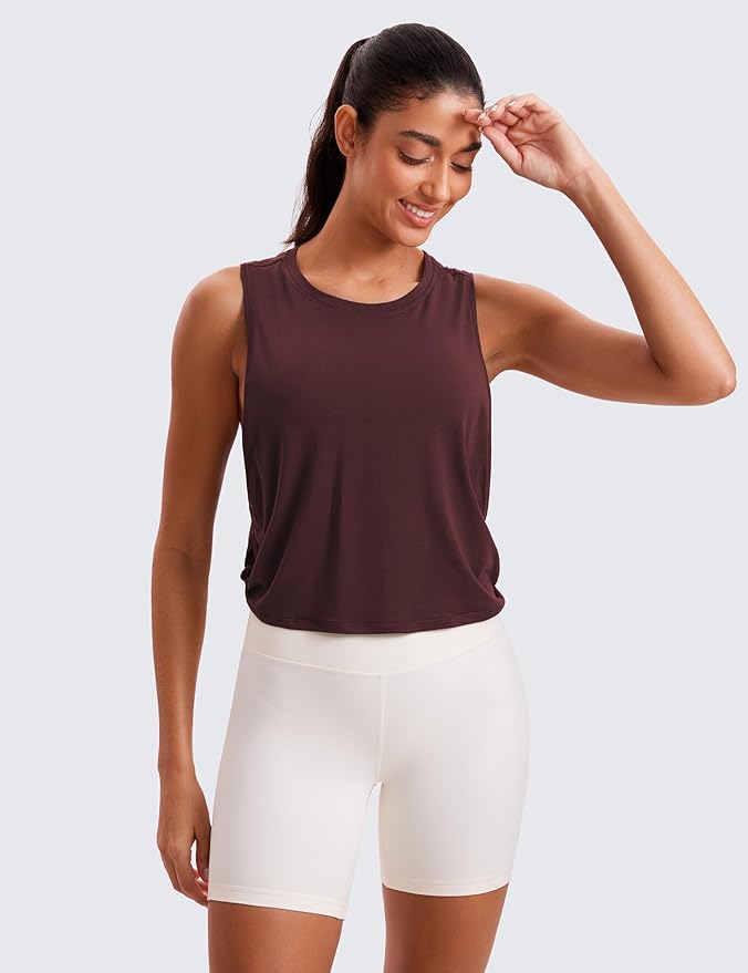 CRZ YOGA Pima Cotton Large Armhole Tank Tops for Women - Workout Sport Athletic Yoga Running Gym Loose Crop Sleeveless Shirts