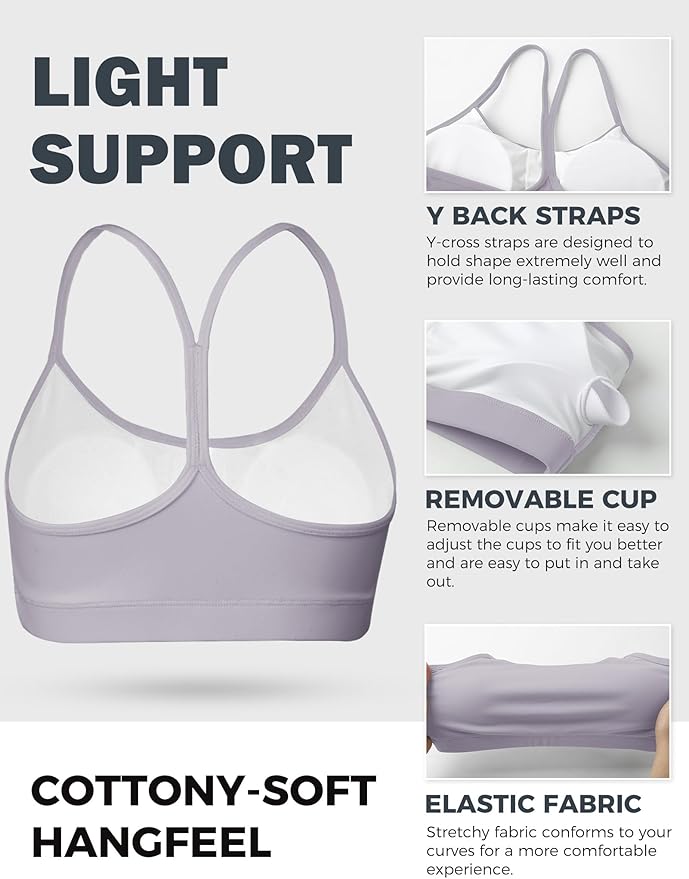 Buauty Sports Bra for Women, Y Back Light Support Workout Bra with Removable Pads for Yoga Pilates Gym
