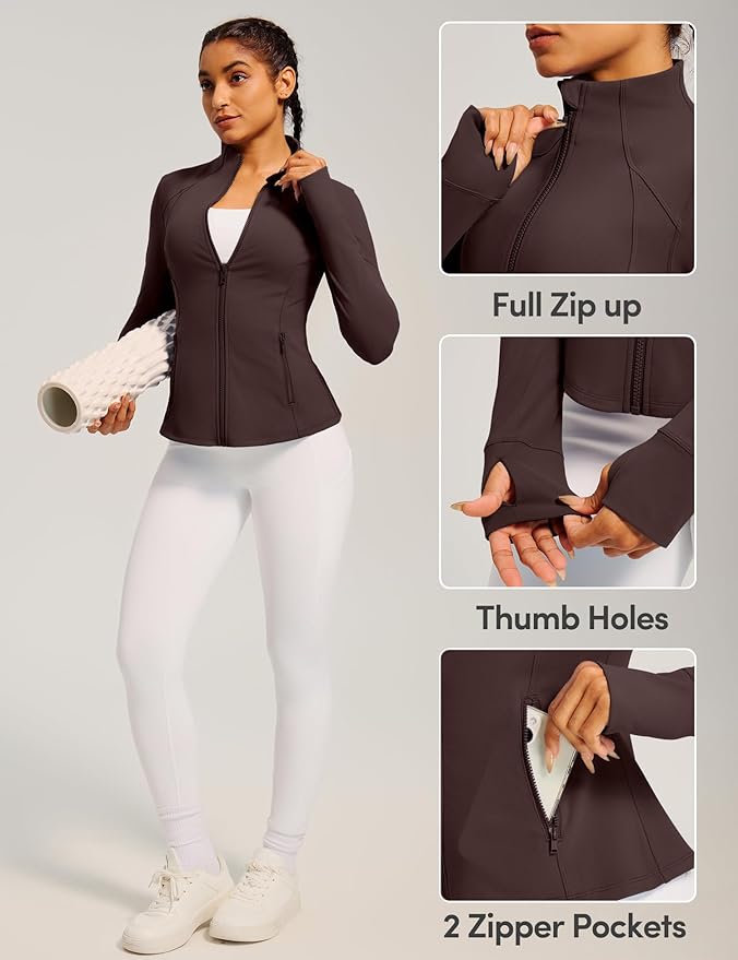 IUGA Women's Workout Jackets BBL Running Athletic Jackets Lightweight Full Zip Up Slim Fit for Women with Thumb Holes