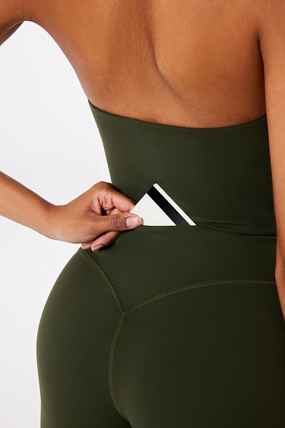 RXRXCOCO Halter Workout Sets for Women 2 Piece Padded Crop Tank Tops Straight Leg Yoga Pants Outfits with Hidden Pocket
