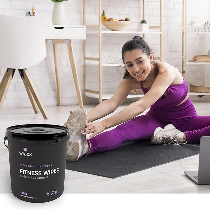 Wipex Gym Wipes for Equipment Bundle - Get 2 Buckets (1) Lavender & (1) Lemongrass Plant-Based Fitness Equipment Wipes, Clean Surfaces & Mats, Safe Gym Cleaner & Peloton Wipes, 400 Ct (Pack of 2)