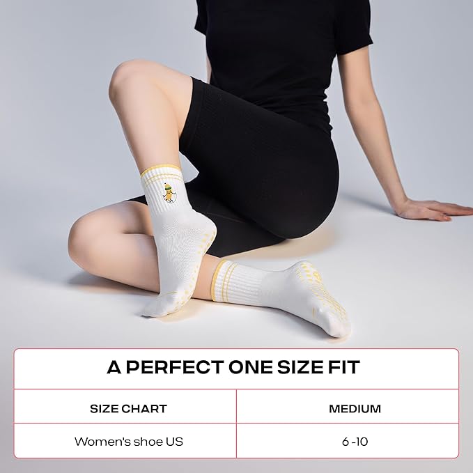 CoolMate Pilates Socks with Grips for Women, Yoga Socks, Crew Non Slip Women for Barre, Pilates Gifts for Women