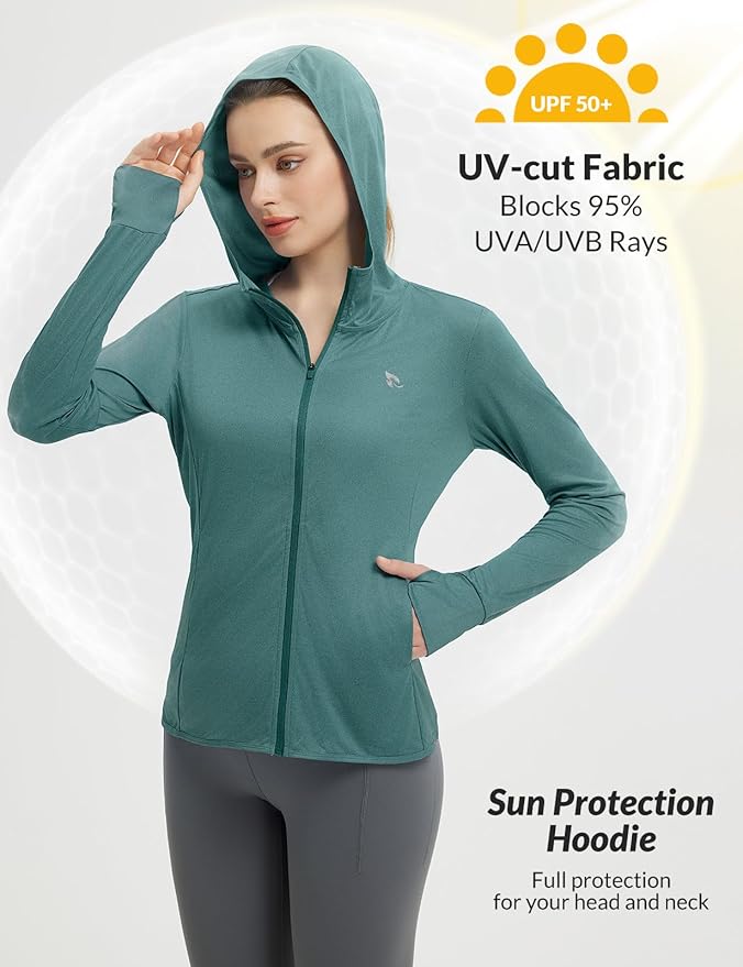 baleaf Women's Sun Protection Jacket Hoodie Clothing Lightweight Long Sleeve Sun Cover Up Shirt