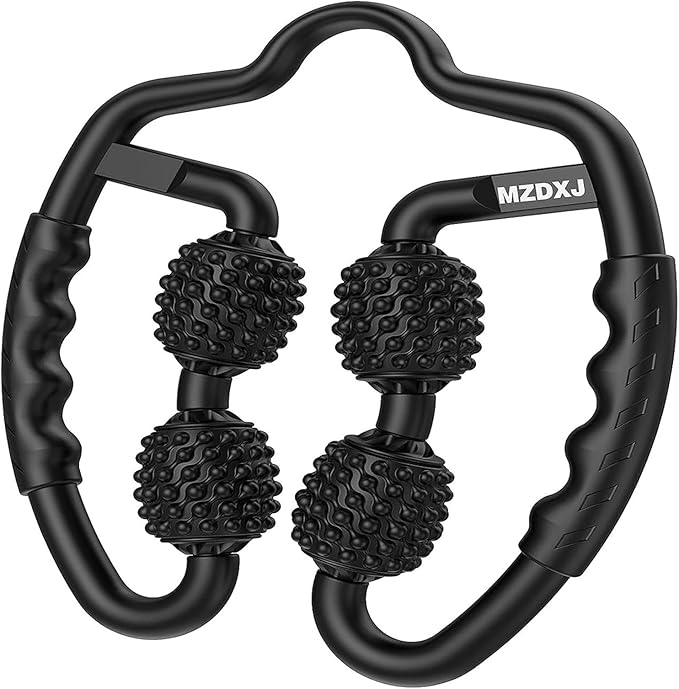 Cellulite Massage Tool Muscle Roller - Deep Fascia Massager & Dimpled Skin Remover for Legs, Thighs & Buttocks - Anti-Cellulite Roller, Smooth Skin, Pain Reliefs Black（Black - 4 Wheel）
