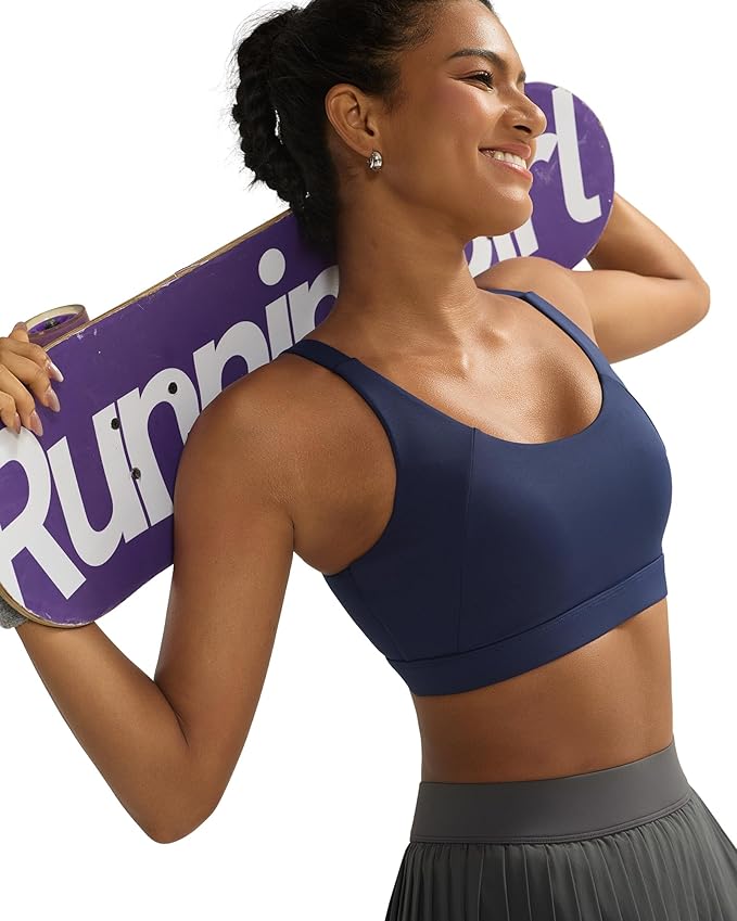 RUNNING GIRL Sports Bra for Women High Support, Molded Cup High Impact Sports Bras with Sewn in Pads